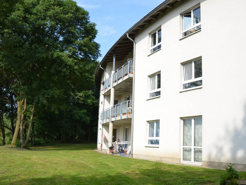 Die Wohnanlage Baroper Straße des Studierendenwerks Dortmund, Außenansicht.