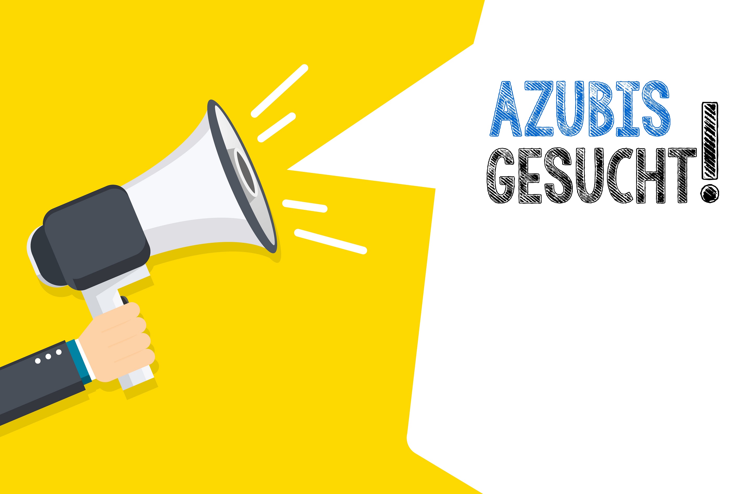 Sprechtüte mit dem Ausruf Azubis gesucht!