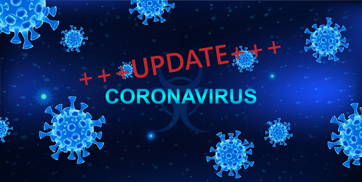 Illustration des Coronavirus vor blauem Hintergrund