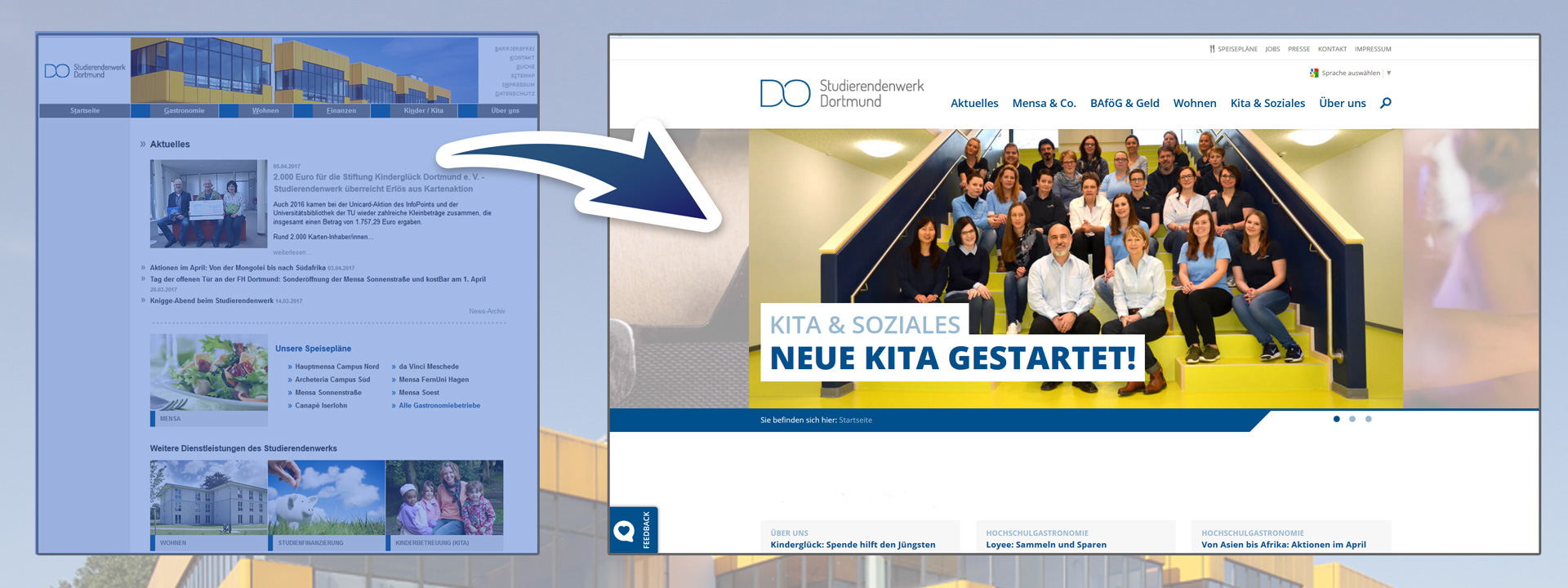 Screenshot alte und neue Seite